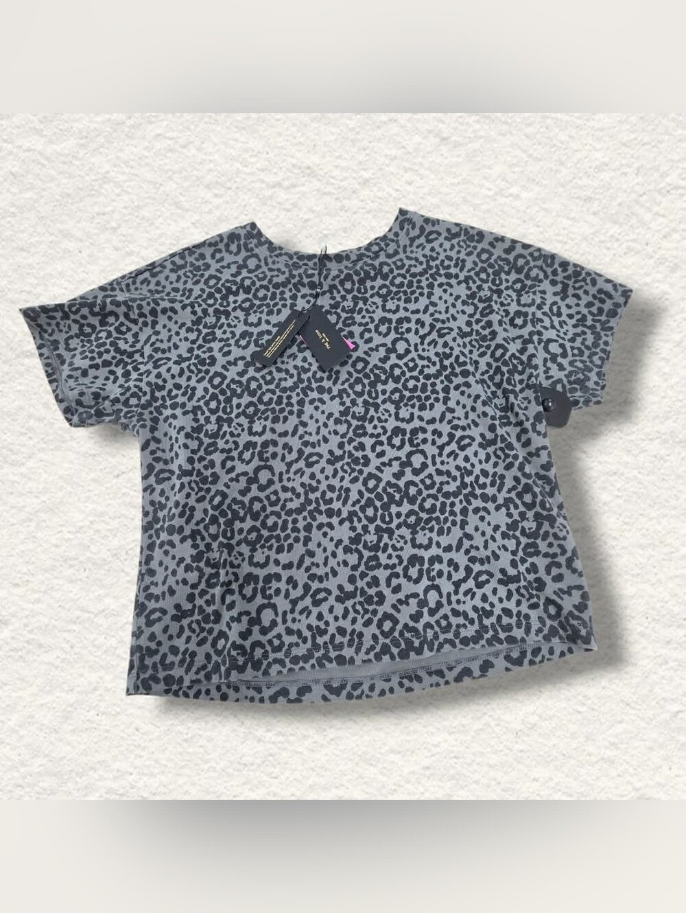 rag & bone Gray and Black Leopard Print Short Sleeve Tee